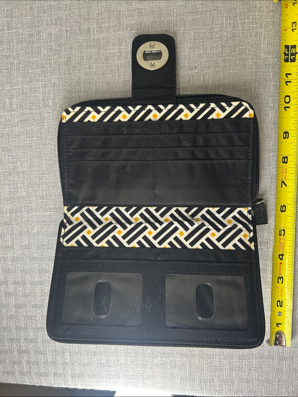Vera Bradley Black Quilted Zip-Around Wallet with Turn-Lock Closure - Picture 4 of 10